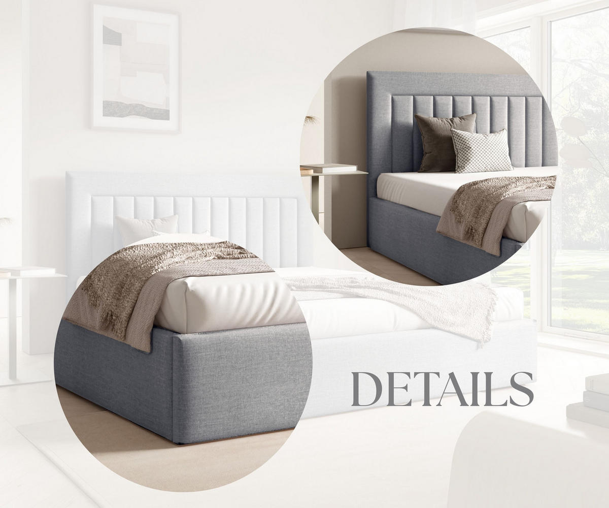 POLSTERBETT BEA I mit Bettkasten 180x200Doppelbett mit Stauraum,Lattenrost,Boxspringbett-Optik,ohne Matratze Hellgrau - Hellgrau, Holz (180/200cm) - Furnistar
