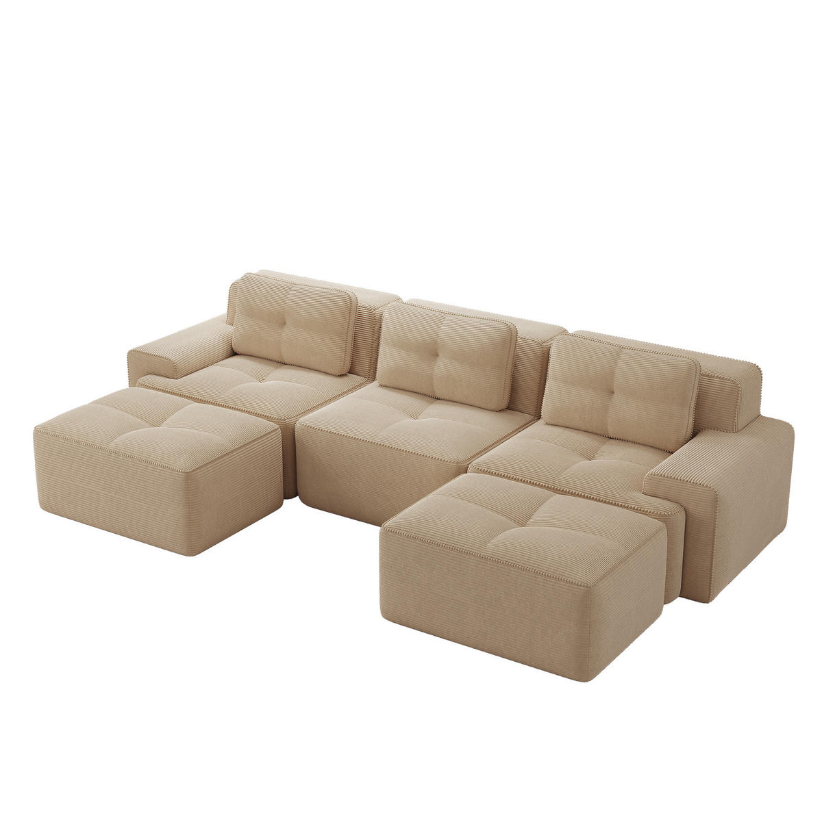 MODULARES Sofa aus Cord in Beige 293x177x69 cm mit 74 cm Sitztiefe und flexibler Anordnung - Beige, Textil (177/69/293cm) - IVMEU