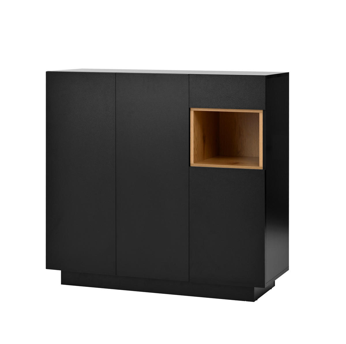 SCHUHSCHRANK 105/39,5/100,5 cm in Schwarz/Natur mit LED-Beleuchtung und Schublade - Schwarz, Holzwerkstoff (105/100/39cm) - Flora Grace