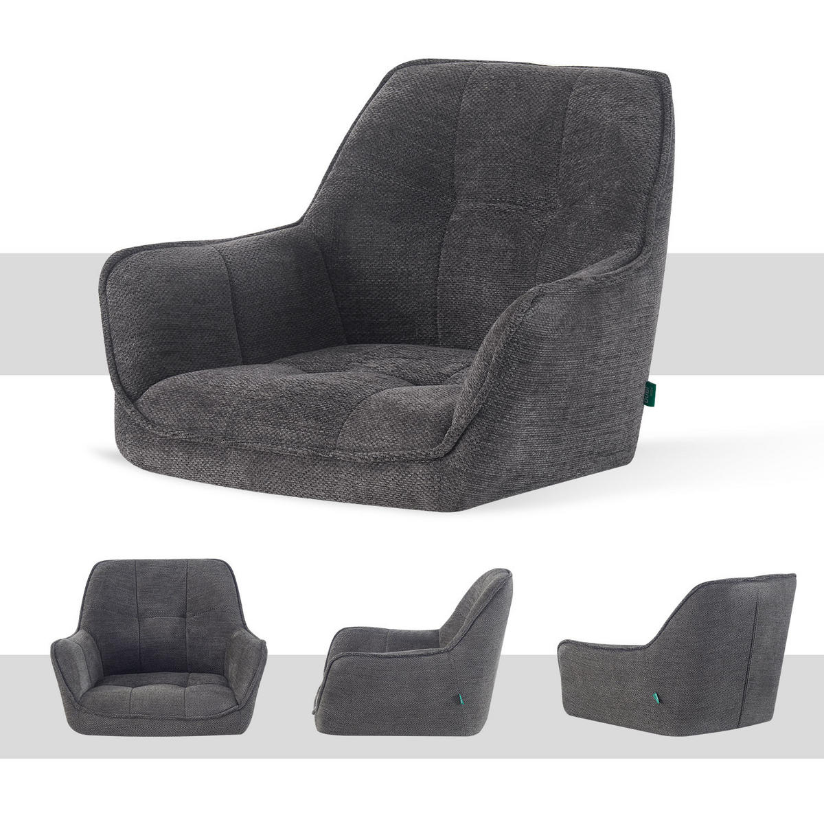 ESSZIMMERSTUHL THOMAS-LINA 2er-Set 360°drehbar - Schwarz, Holz/Textil (61/82/62cm) - DUBI Möbel