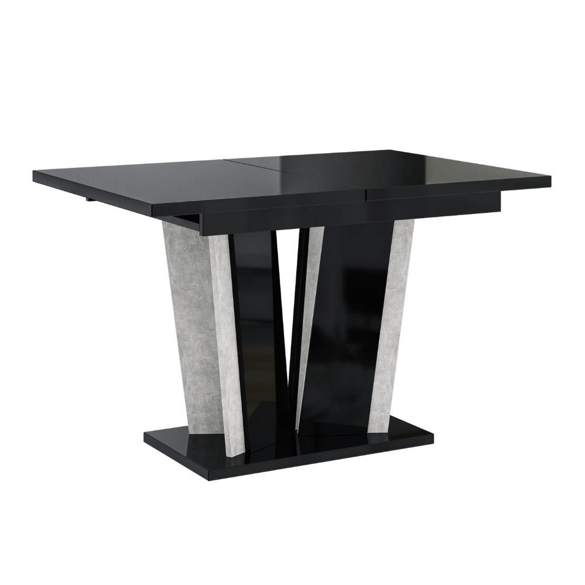 ESSTISCH Ausziehbar 120 - 160 cm Schwarz Hochglanz - Schwarz Hochglanz/Grau, Holzwerkstoff (120/80/75cm) - PROSPERO