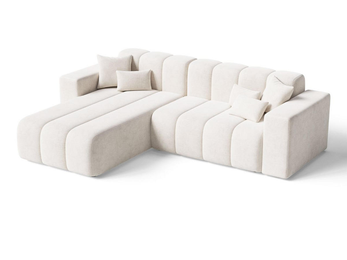 ECKSOFA Nork Creme Links - Creme, Holz/Textil (180/265cm) - Graingold