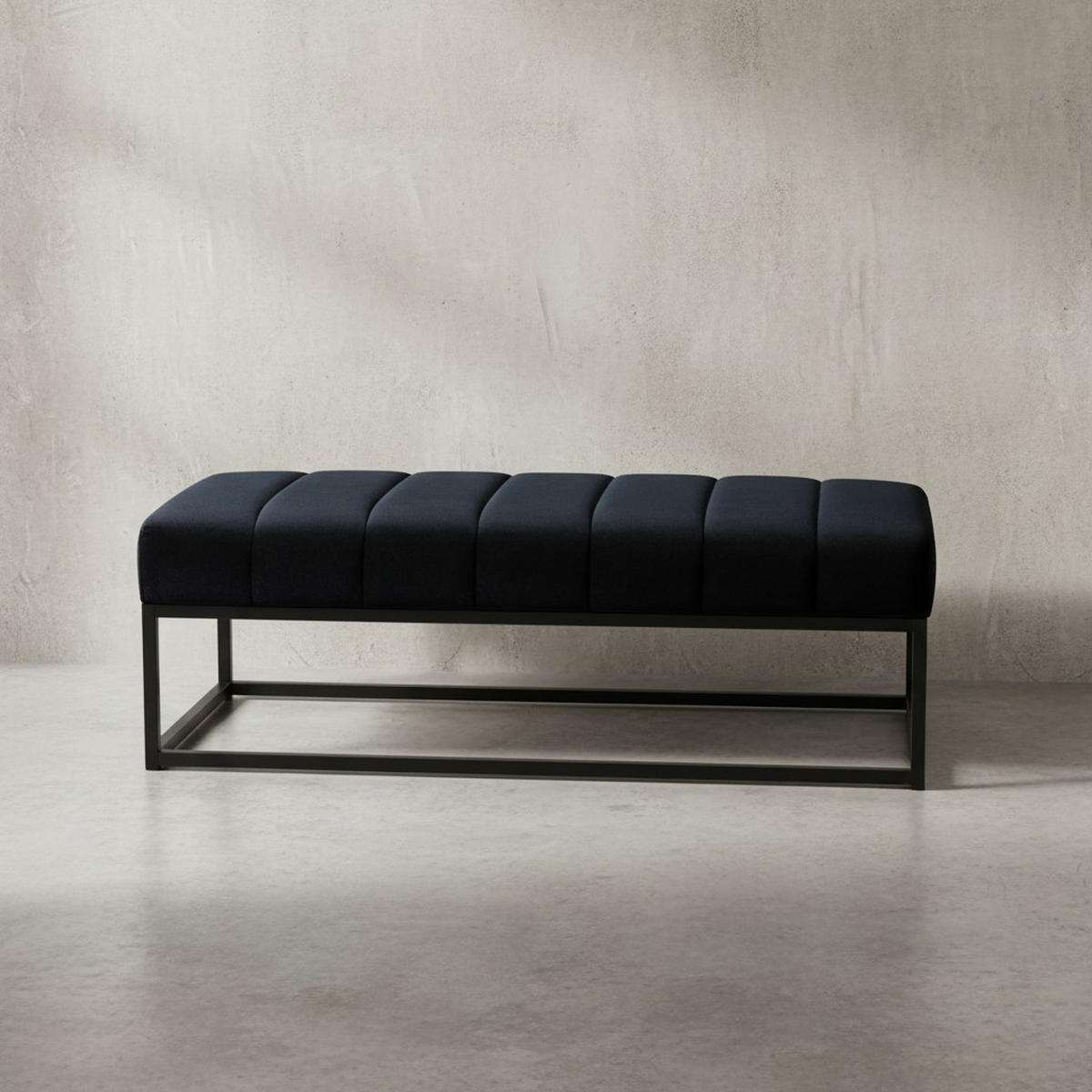 SITZBANK Samt Metallgestell gepolstert, Schwarz 108x40x40 cm - Schwarz, Textil/Metall (108/40/40cm) - KADIMA DESIGN