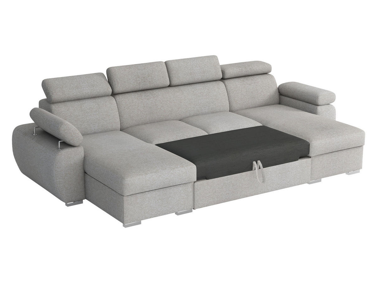 WOHNLANDSCHAFT Plaza U - Silberfarben/Creme, Holz/Kunststoff (323/85/170cm) - MIRJAN24