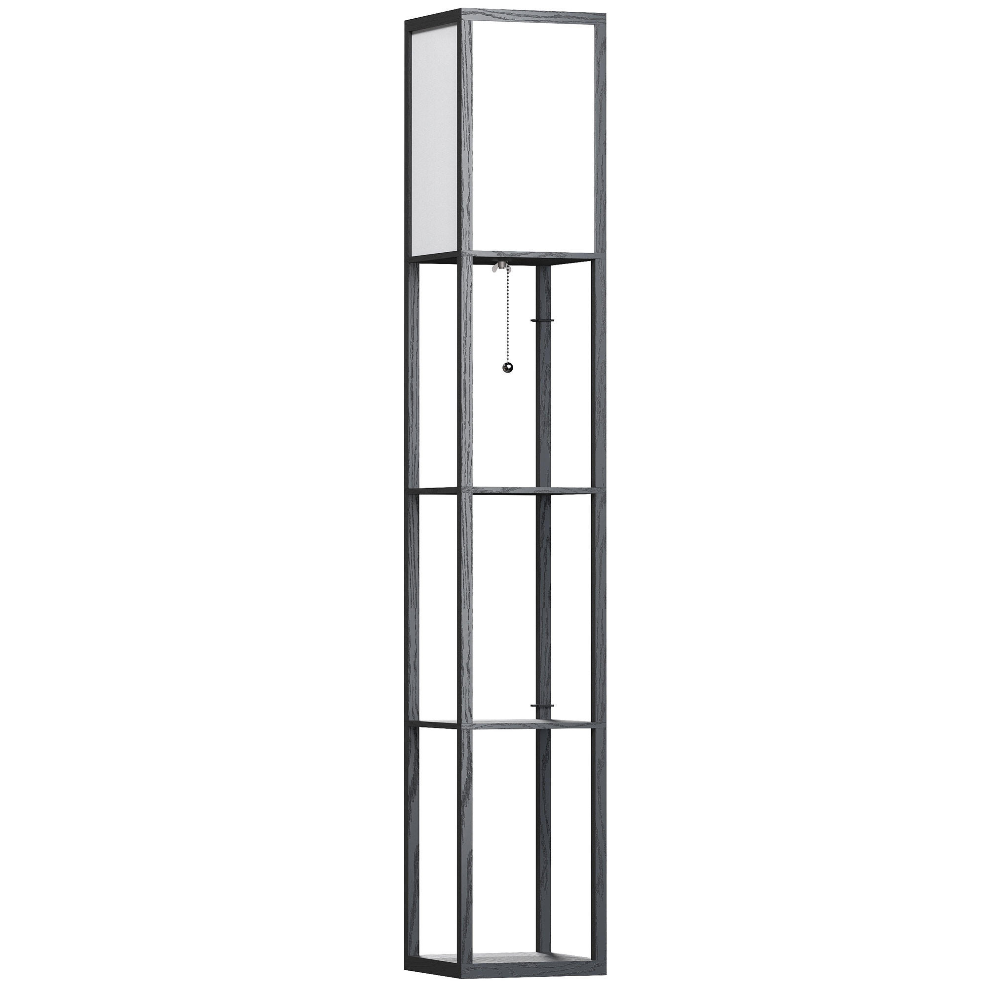 HOMCOM STOJACÍ LAMPA Osvětlení E27 do 40 W se 3 policemi do obývacího pokoje/ložnice Dřevo