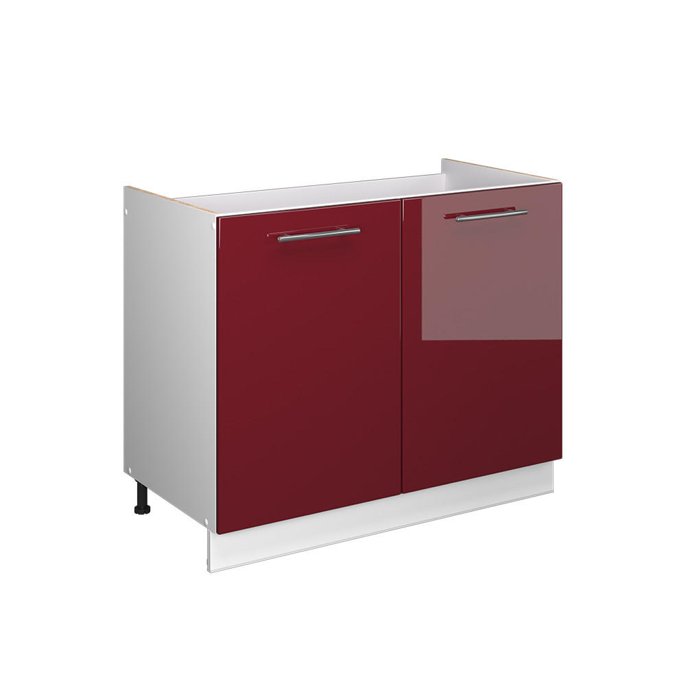 DISKBÄNKSSKÅP Fame-Line, Bordeaux högblank/Vit, 100 cm utan bänkskiva Bordeaux, Vit 82/100/51.6 cm