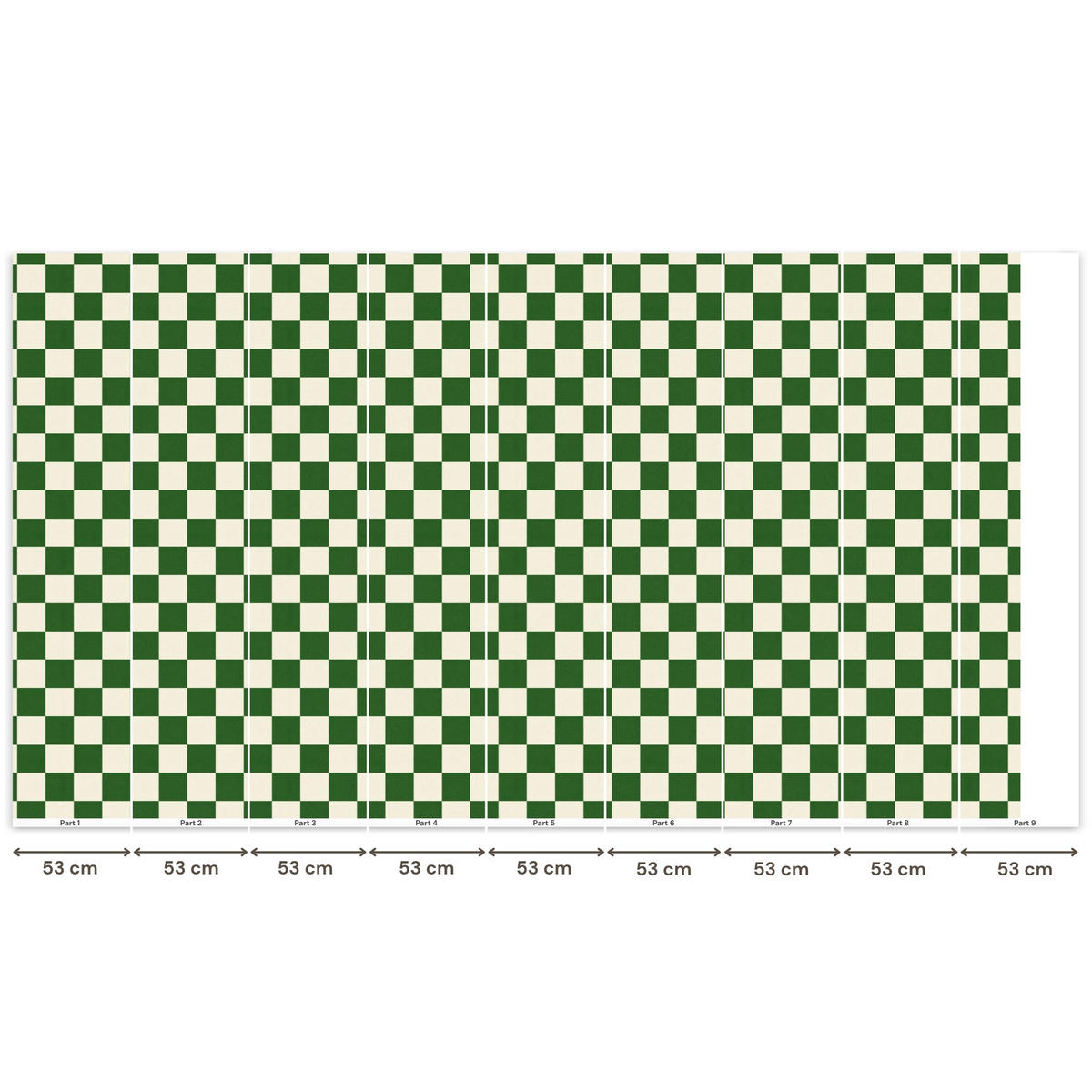 KINDERTAPETE - Schachbrett - Muster - Grün - 500x280 cm - Grün, Papier (500/280cm) - OnlyWow