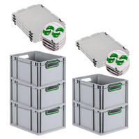 EUROBOX 5x Nextgen Color Mit Auflagedeckel 22x30x40cm Griffe Grün Offen - Grün, Kunststoff (30/22/40cm) - PROREGAL