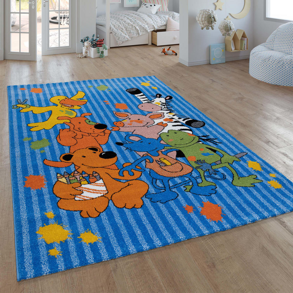 KINDERTEPPICH 160/230 LIEBEN SIEBEN 734 - Blau, Kunststoff (160/230cm)