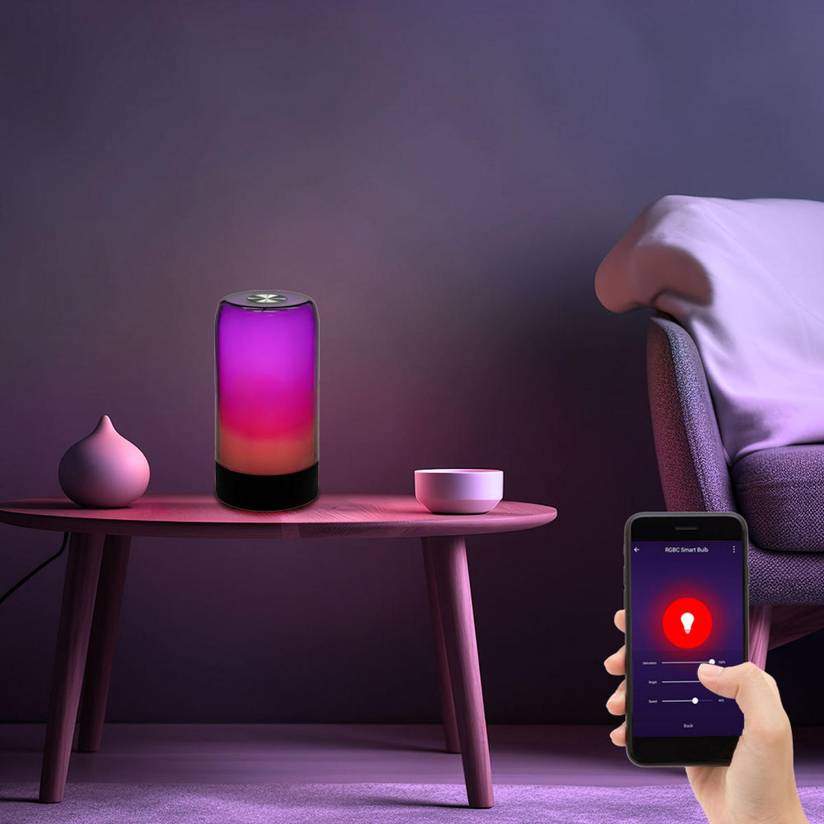 LED TISCHLEUCHTE Weiß Smart RGB - Schwarz, Kunststoff (10/10/18.8cm)