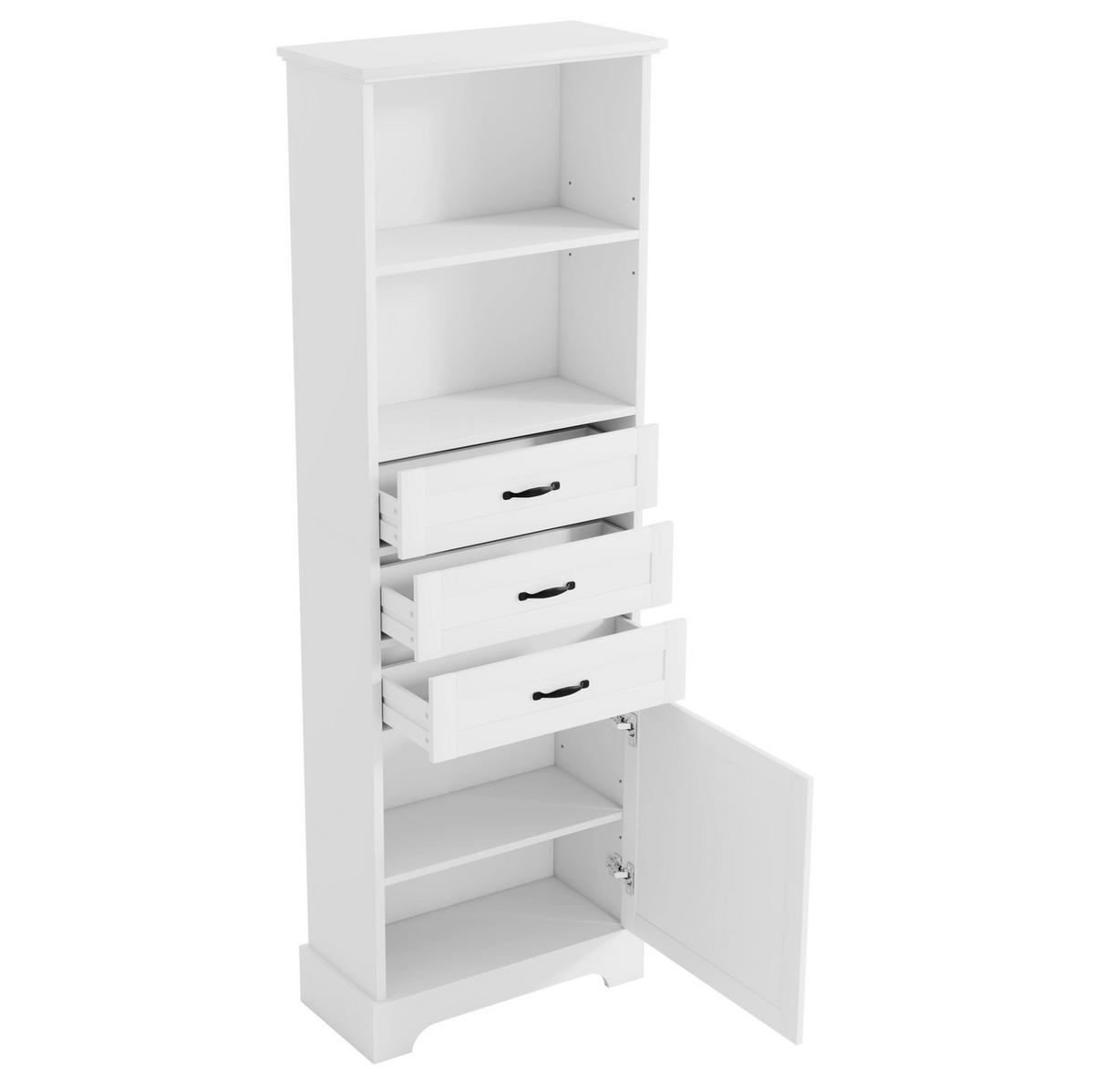 BADEZIMMERSCHRANK 56 x 25,6 x 167 cm Weiß MDF - Weiß, Holzwerkstoff (25.6/167/56cm) - Beauniv
