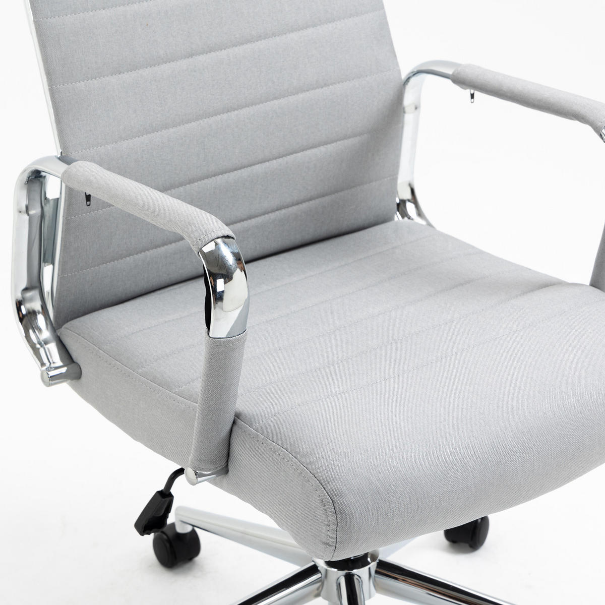 SCHREIBTISCHSTUHL OFFICE COMFORT LB Stoffbezug Dunkelgrau - Silberfarben/Hellgrau, Textil/Metall (56/103/64cm) - SVITA