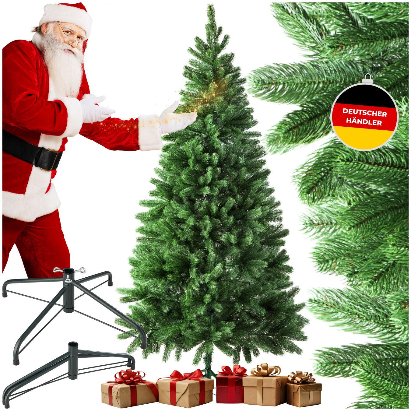 WEIHNACHTSBAUM ,inklusive Metallständer mit Kunststoffkappen,grün - Grün, Kunststoff (180cm) - tectake