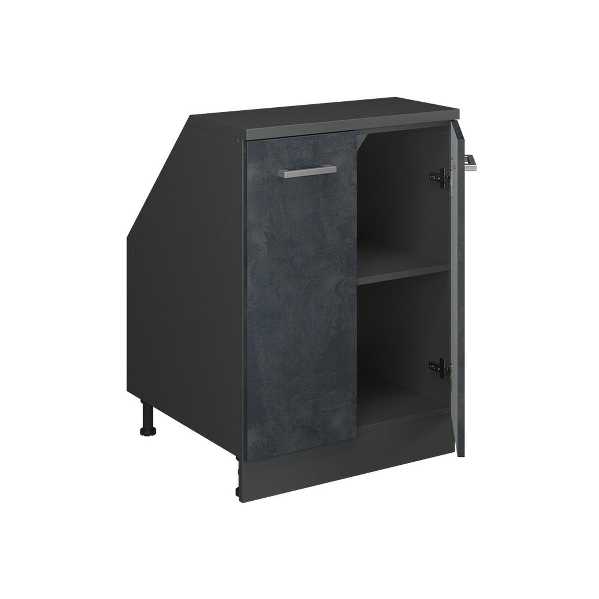 KUHINJSKI ORMAR ZA KOSINE KROVA R-Line Crni Beton 60 cm s 2 vrata, korpus ormara dubine 60 cm - crna/antracit, drvni materijal (60/83.8/60cm) - Vicco