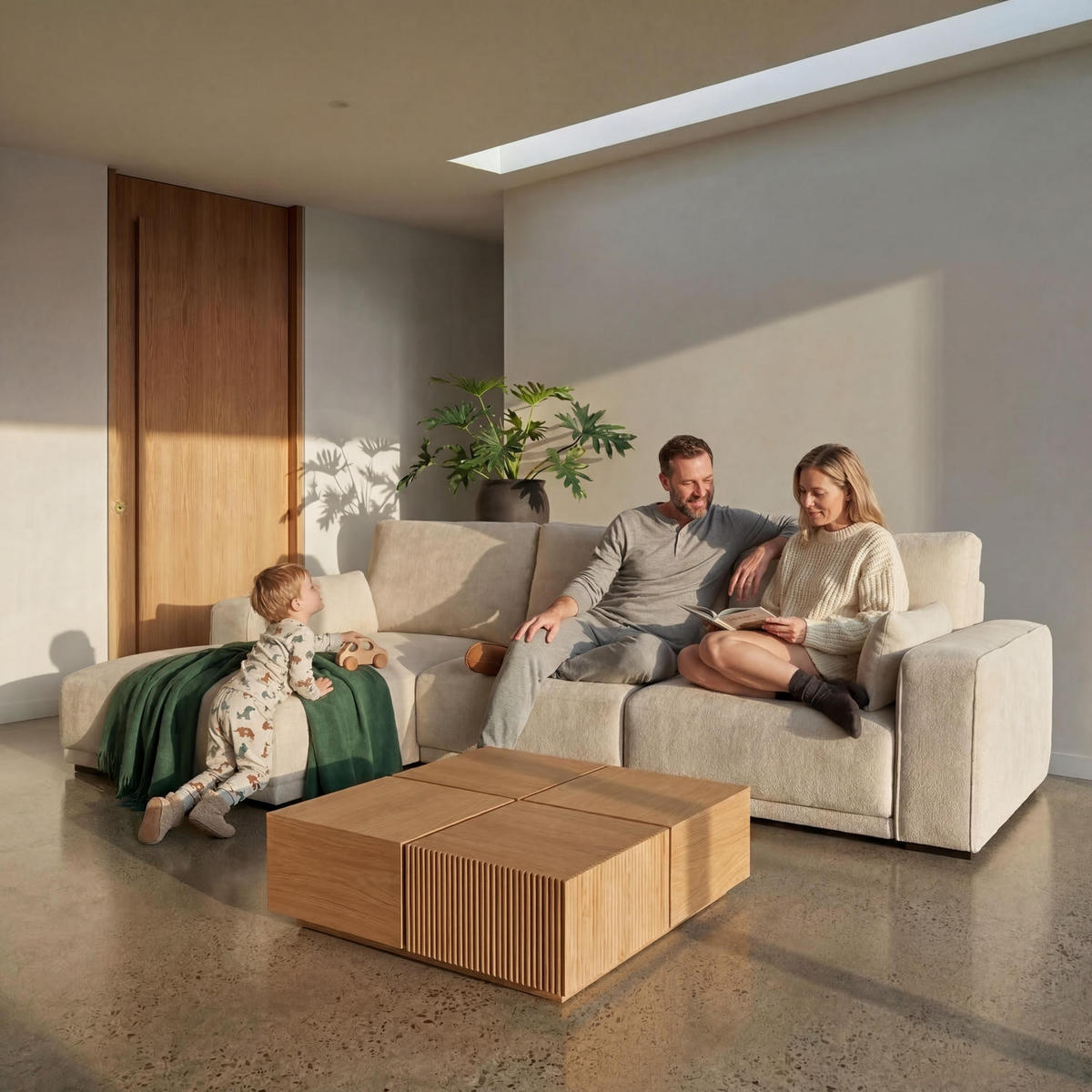 ECKSOFA Webstoff Sand - Beige/Schwarz, Holz/Textil (305/105cm) - Furnhouse