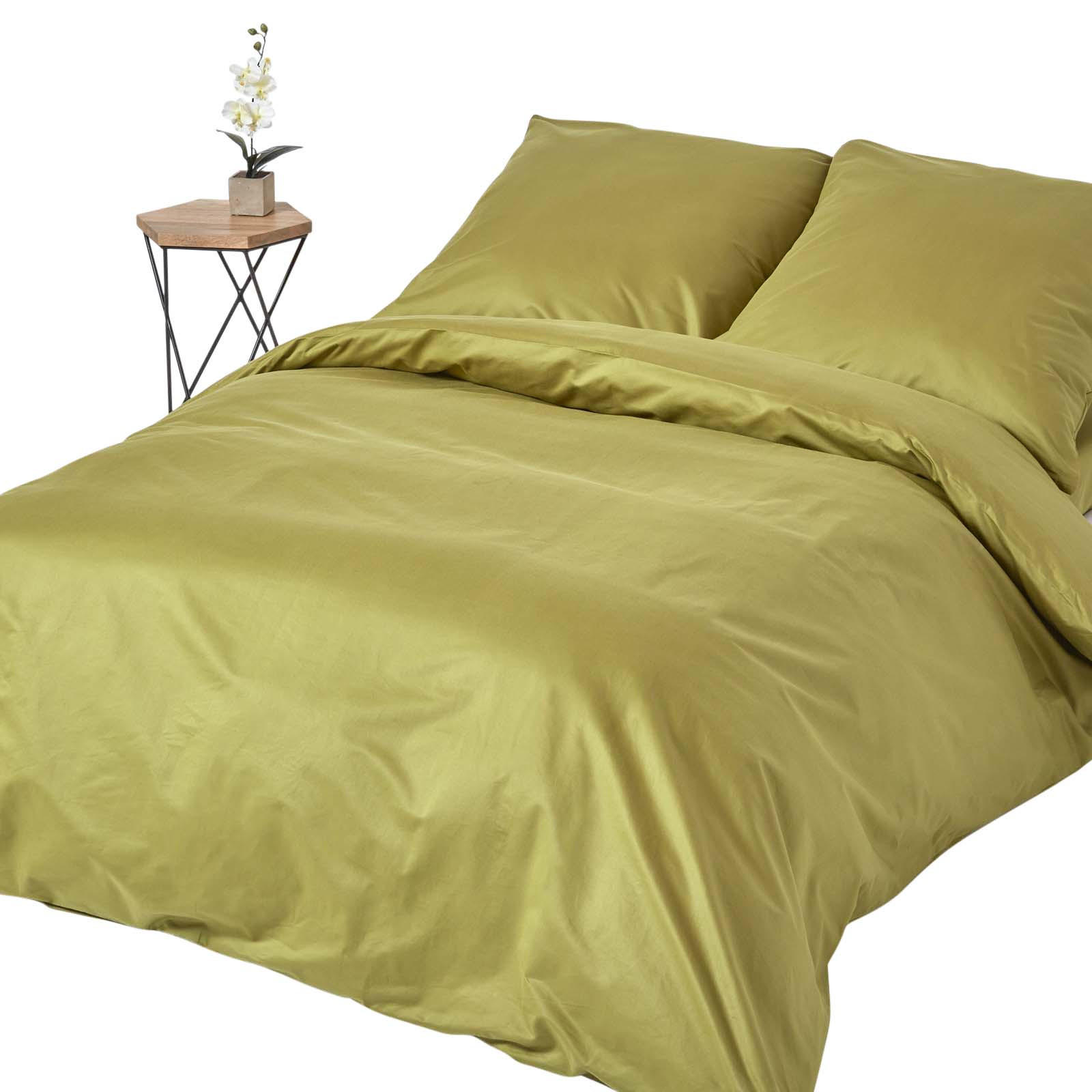 BETTWÄSCHE Premium, Ägyptische Baumwolle, Fadendichte 1000 - Olivgrün, Textil (150/200cm) - Homescapes