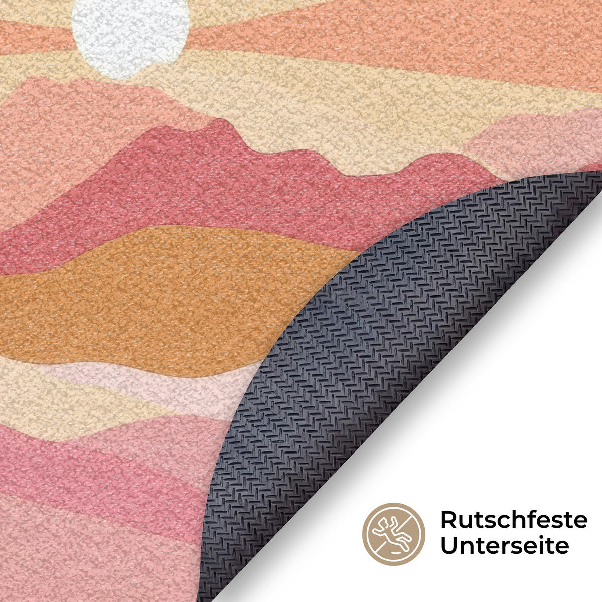 ROHOŽKA Hory - Abstraktní - Sluneční paprsky - Růžová 90x90 cm - růžová, textil/umělá hmota (90/0.4cm) - MuchoWow