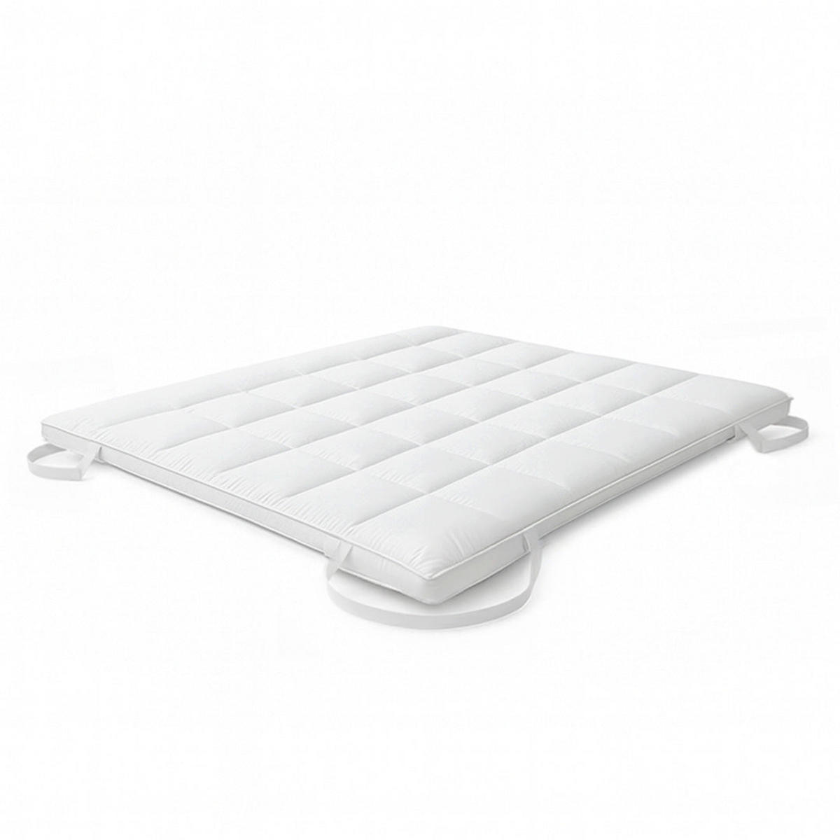 TOPPER 160x200 cm aus 500 g Watte | Gepolsterter Matratzenschoner | Atmungsaktiver Mikrofaserbezug mit elastischen Eckbändern - Weiß, Textil (160/200cm) - The White Stone