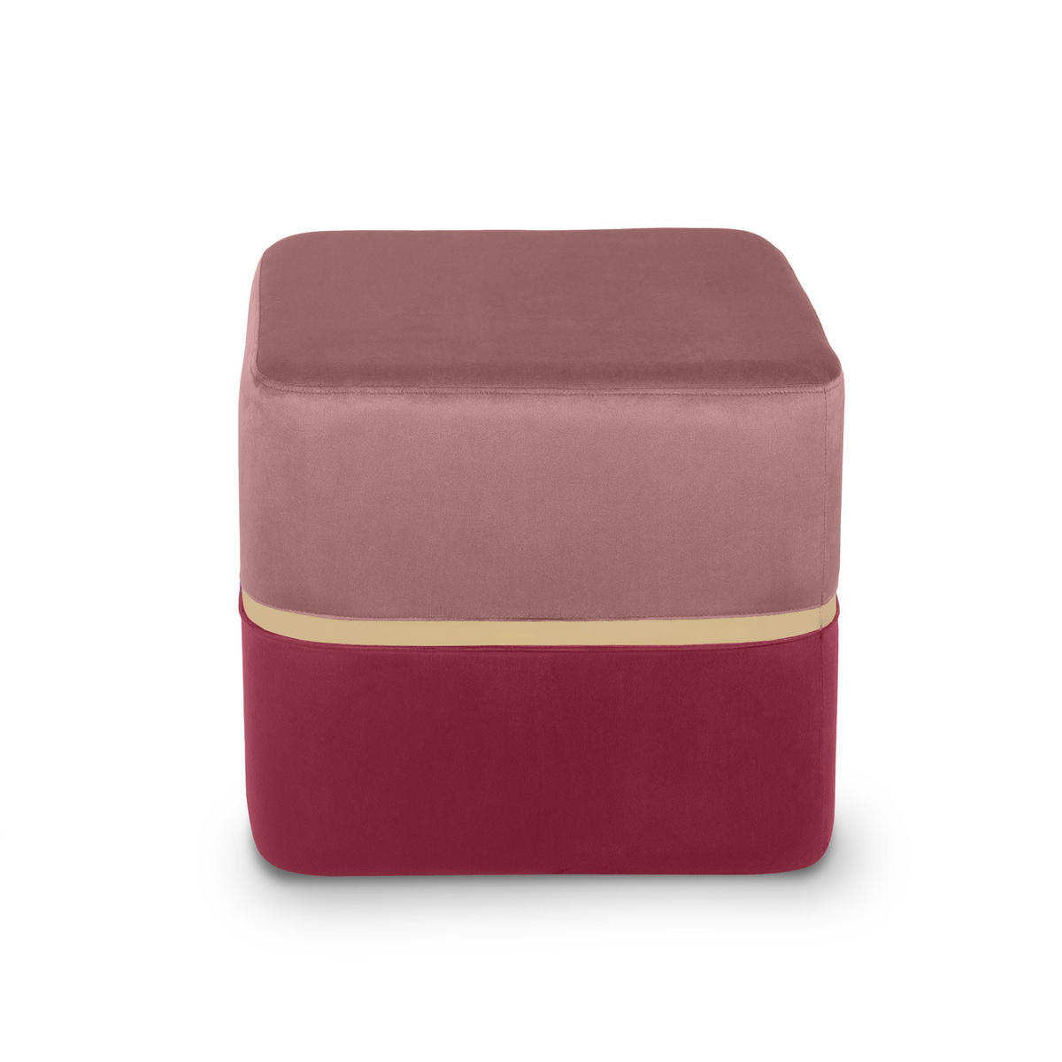POUF Kate Samt in Himbeerrosa und goldfarbenes Metall - Pink, Holzwerkstoff/Textil (50/45/50cm) - Sicaan