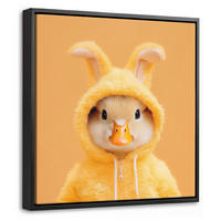 LEINWAND Bilder mit Rahmen - Osterhase - Kostüm - Ente - 20x20 - Gelb, Textil (20/20cm) - MuchoWow