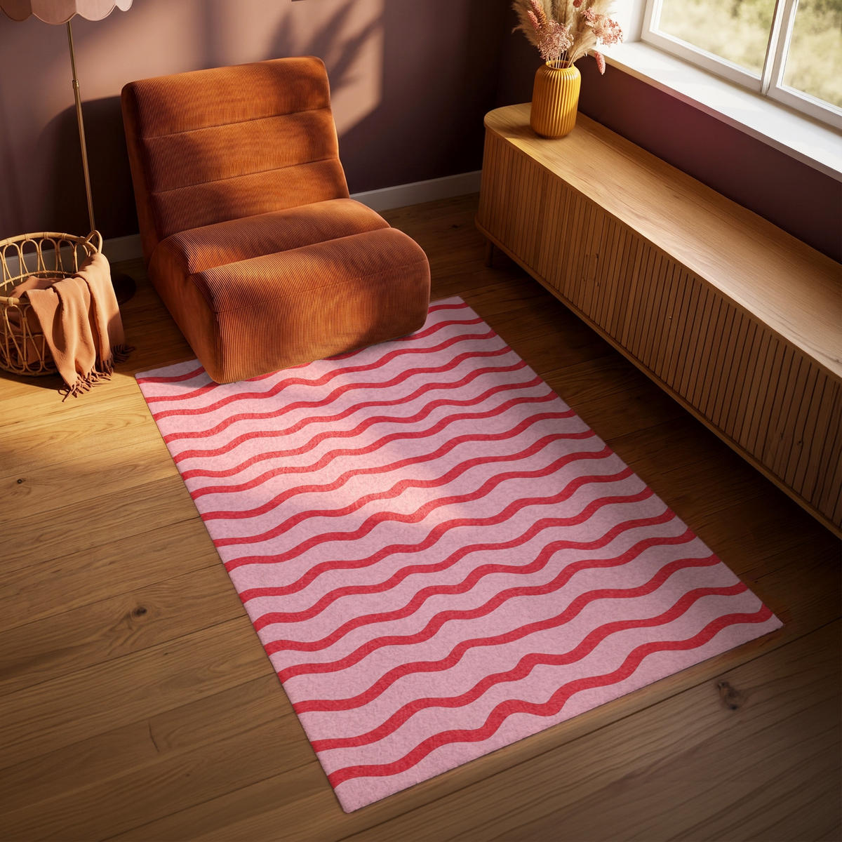 TEPPICH - Verspielt - Muster - Rot - 90x150 cm - Rot, Kunststoff/Textil (90/0.4cm) - OnlyWow