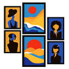POSTER Set Mit 6 Wüstenjungen In Weibliche Zusammenfassung Ästhetische Dekorative Gemälde Für Ihr Wohnzimmer Zuhause A3 & A4 Schwarzer Rahmen - Schwarz, Papier (29/3cm) - Nacnic