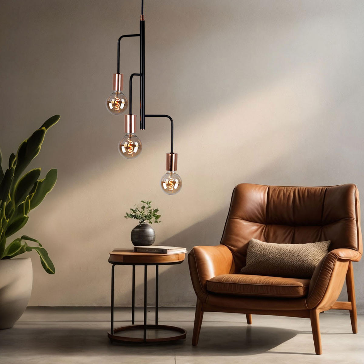 HÄNGELEUCHTE BERRI Kupfer Schwarz - Schwarz, Metall (28/28/172cm)