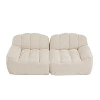 2-SITZER SOFA aus granuliertem Fleece, frameless in Muschelform ohne Montage - Creme, Textil (210/79/104cm) - Urban Meuble