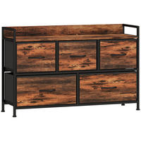 KOMMODE mit 5 Schubladen aus Stoff Kommodenschrank mit Stahlgestell Braun - Braun, Textil (29/63/98cm) - HOMCOM