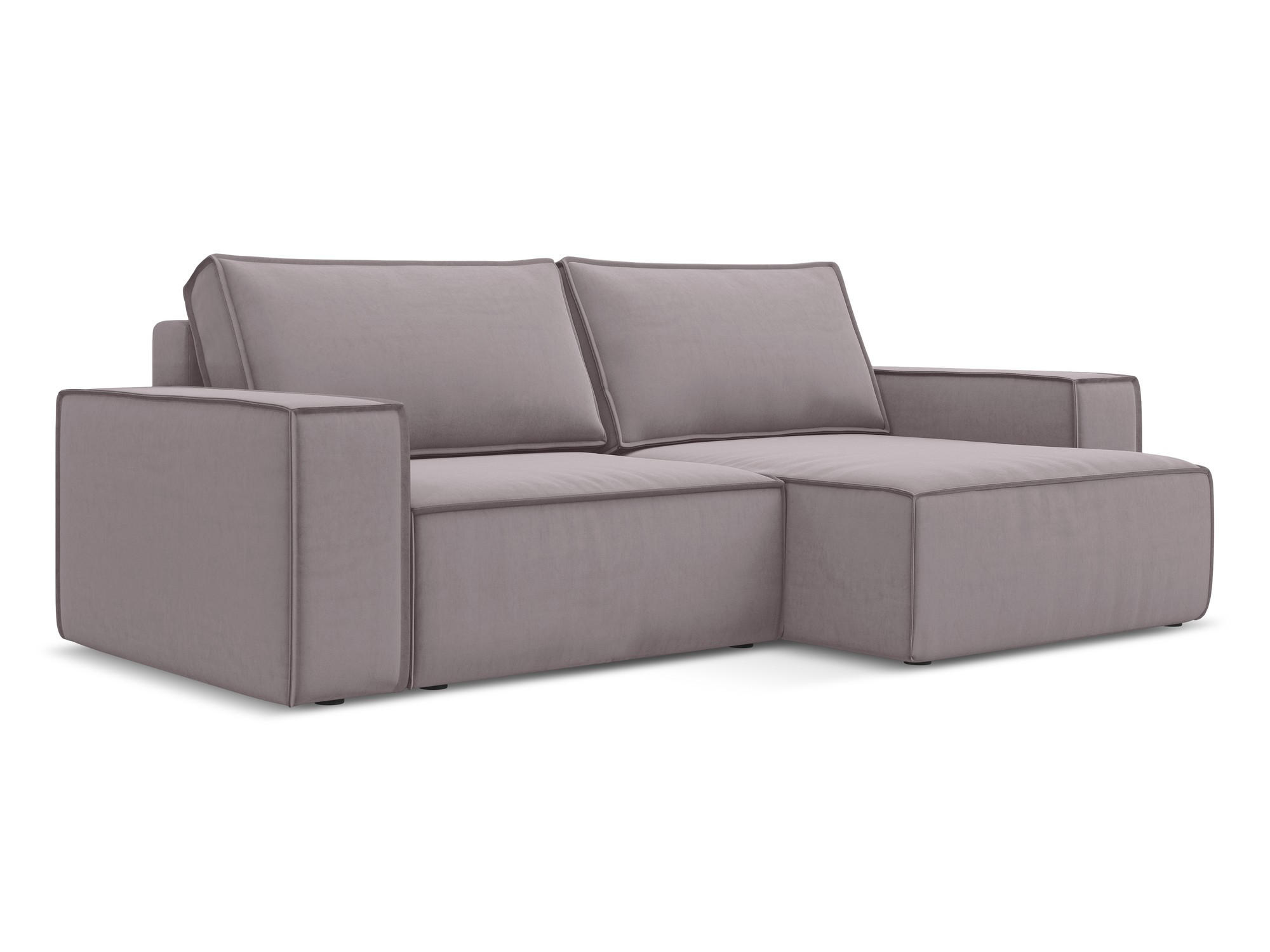ECKSOFA mit Schlaffunktion Samt Stoff Violett - Lila/Flieder, Kunststoff/Textil (257/148cm) - Makamii