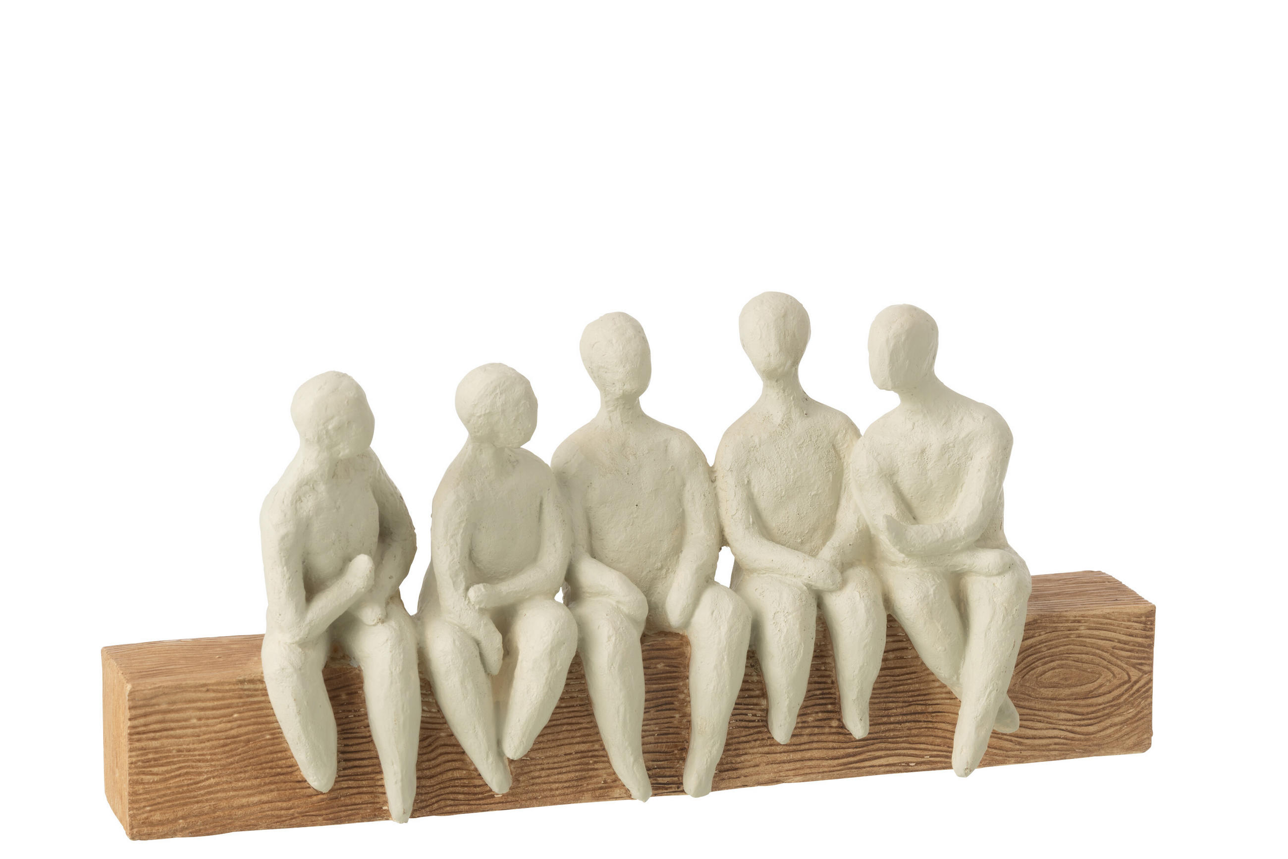 FIGUR GRUPPE VON SITZENDEN - Weiß, Glas/Naturmaterialien (8.5/17.5/39cm) - J-Line