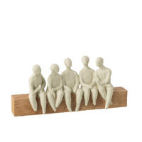 FIGUR GRUPPE VON SITZENDEN - Weiß, Glas/Naturmaterialien (8.5/17.5/39cm) - J-Line
