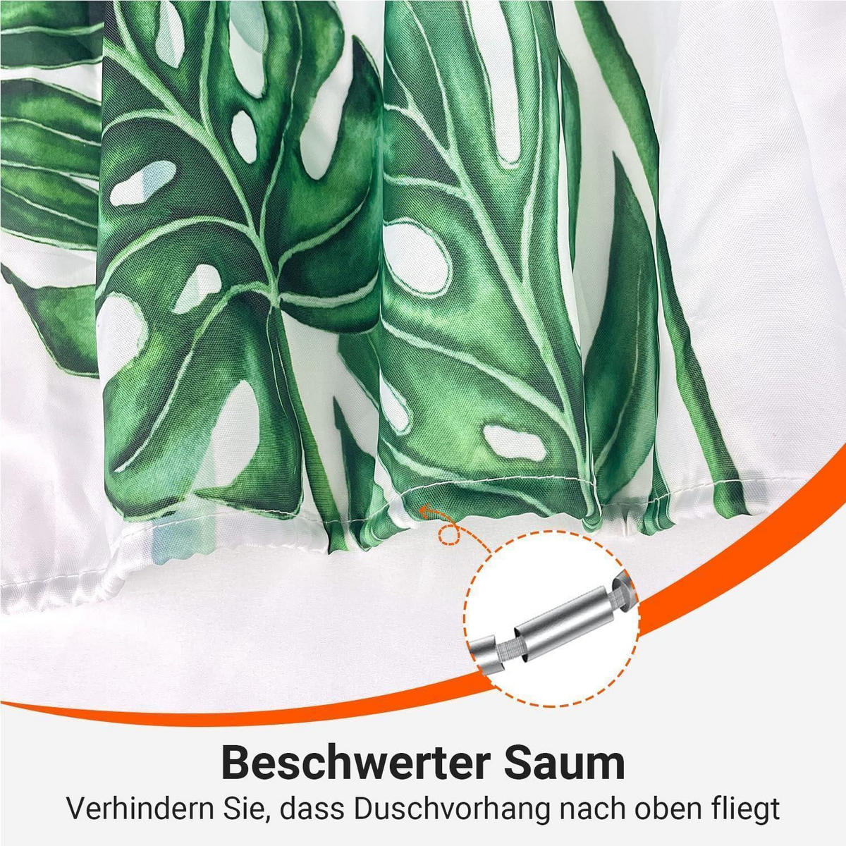 DUSCHVORHANG Grün Blätter 160 x 160 cm - Grün, Textil (160/160cm)