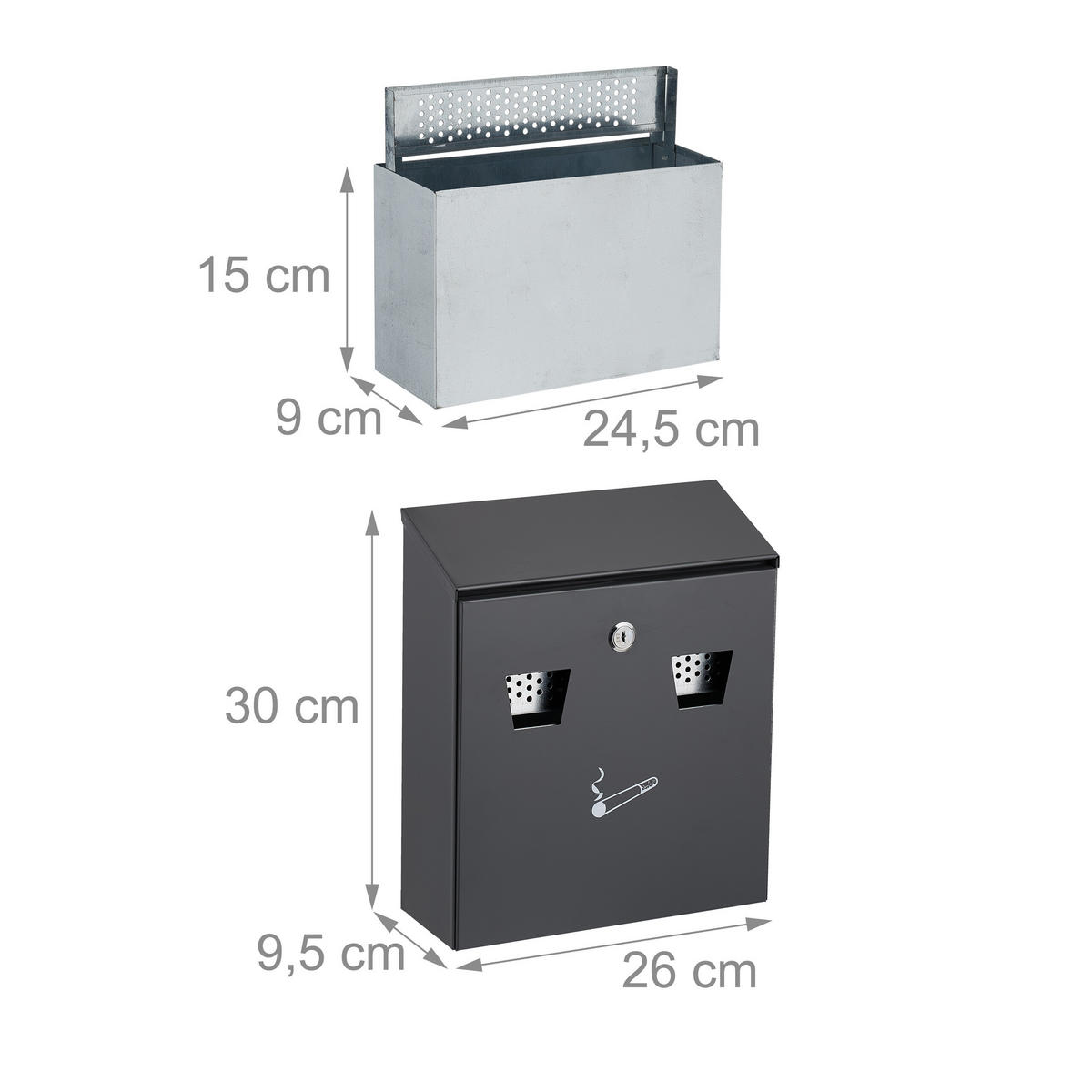 WANDASCHENBECHER - Anthrazit, Metall (25cm) - Relaxdays