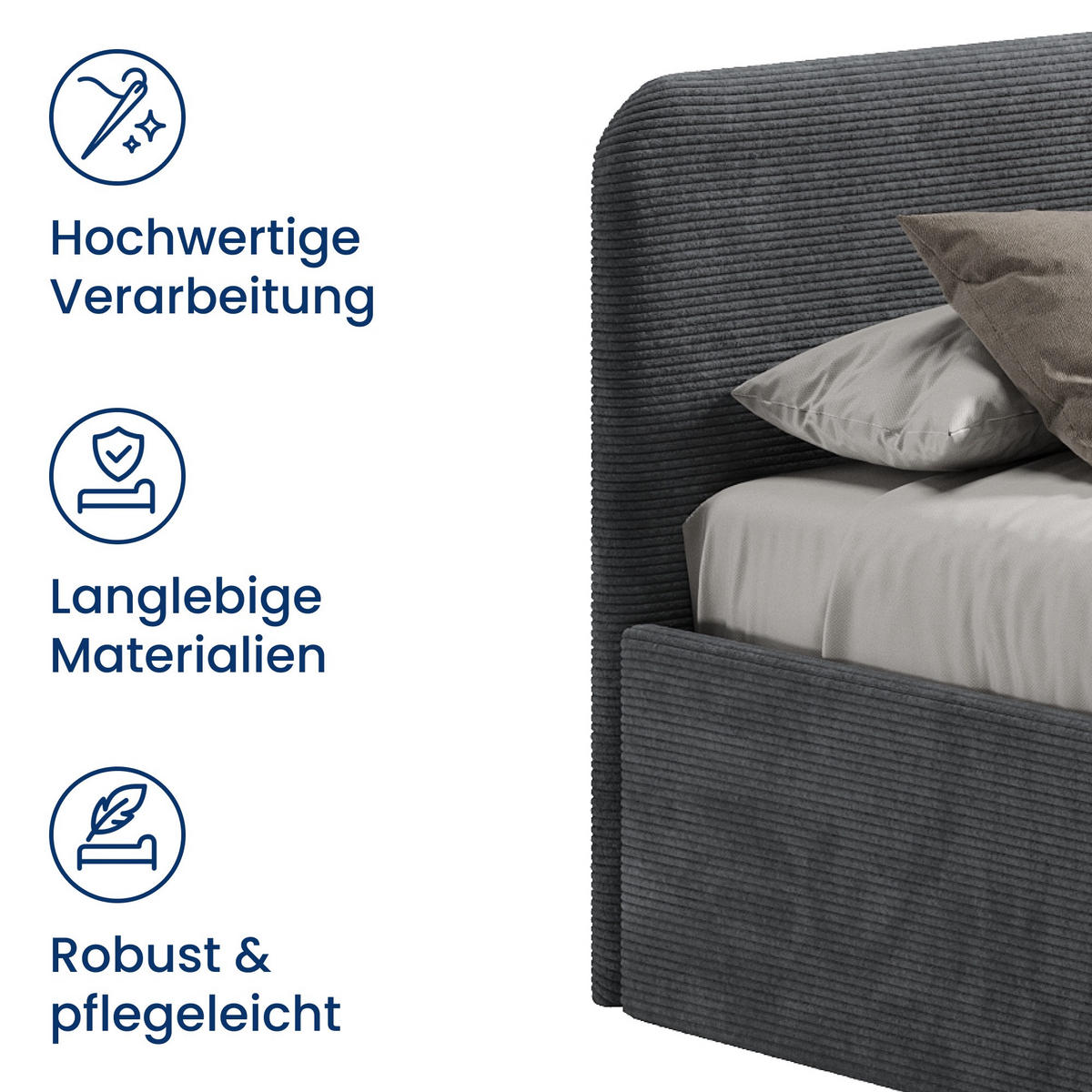 POSLTERBETT 100x200 cm in Anthrazit - Anthrazit, Holzwerkstoff/Textil (100/200cm) - Home Collective