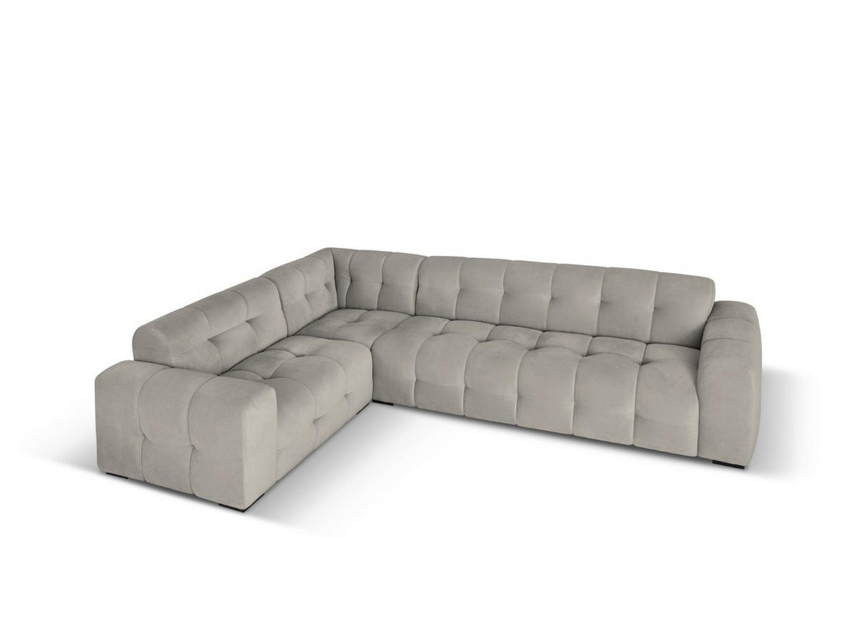 ECKSOFA links Kendal aus Samt dunkelgrau 6 Sitzplätze - Dunkelgrau, Textil (231/332cm) - Micadoni