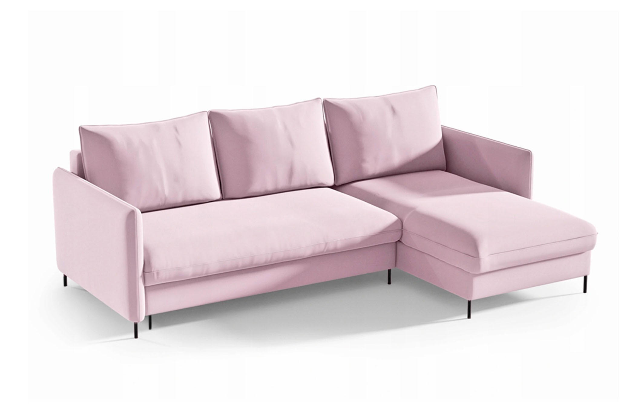 ECKSOFA Belis, Rosa, Sofa mit Schlaffunktion - Rosa, Textil (216/165cm) - Bettso