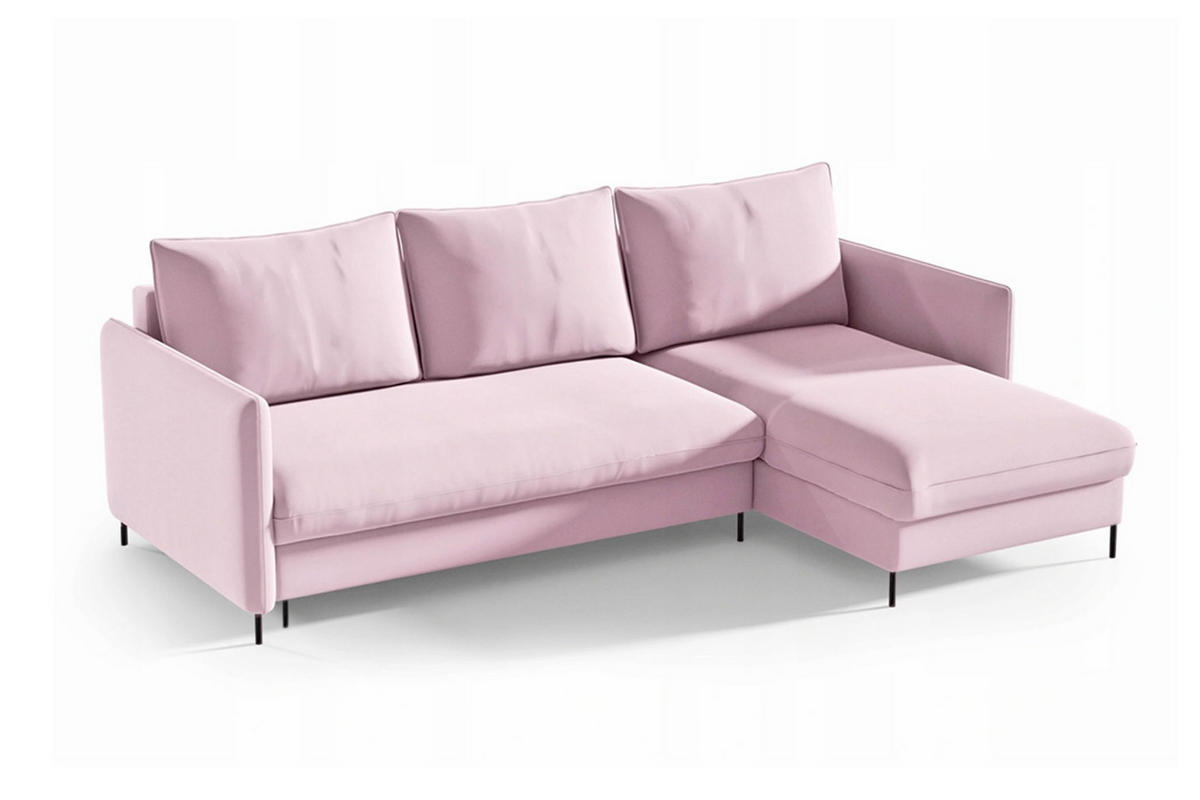 ECKSOFA Belis, Rosa, Sofa mit Schlaffunktion - Rosa, Textil (216/165cm) - Bettso
