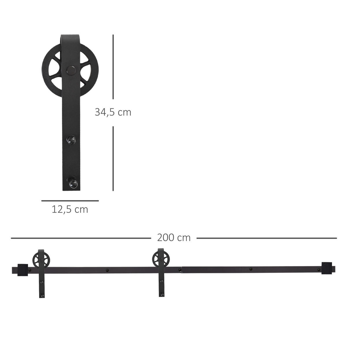 SCHIEBETÜRSYSTEM - Schwarz, Metall (4/0.6/200cm) - HOMCOM