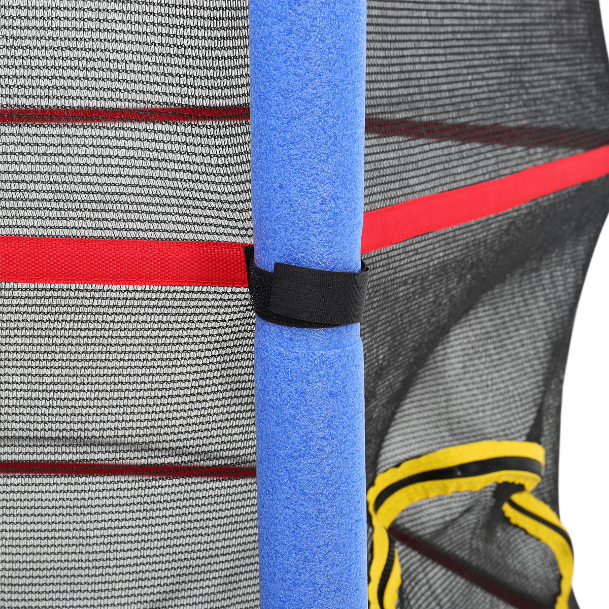 TRAMPOLIN mit Sicherheitsnetz aus Stahl, PP, EPE, Gummiseile in Blau + Gelb + Schwarz für Kinder 137.16 cm Durchmesser x 160 cm Höhe - Schwarz, Metall (137/137/160cm) - Livingandhome