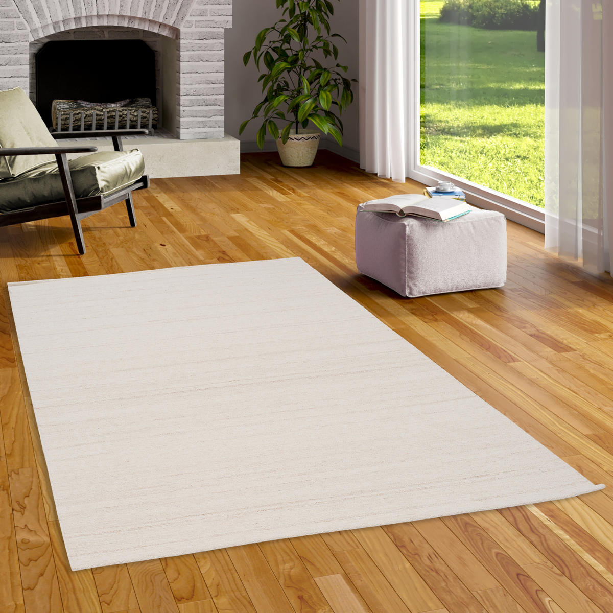 WOLLTEPPICH KELIM NATUR WOOLLY - Ecru, Textil (90/160cm) - Pergamon