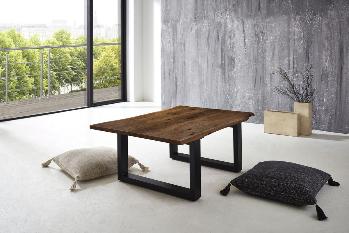 COUCHTISCH LUBIN - Walnussfarben/Schwarz, Holz/Metall (80/120/40cm) - SAM