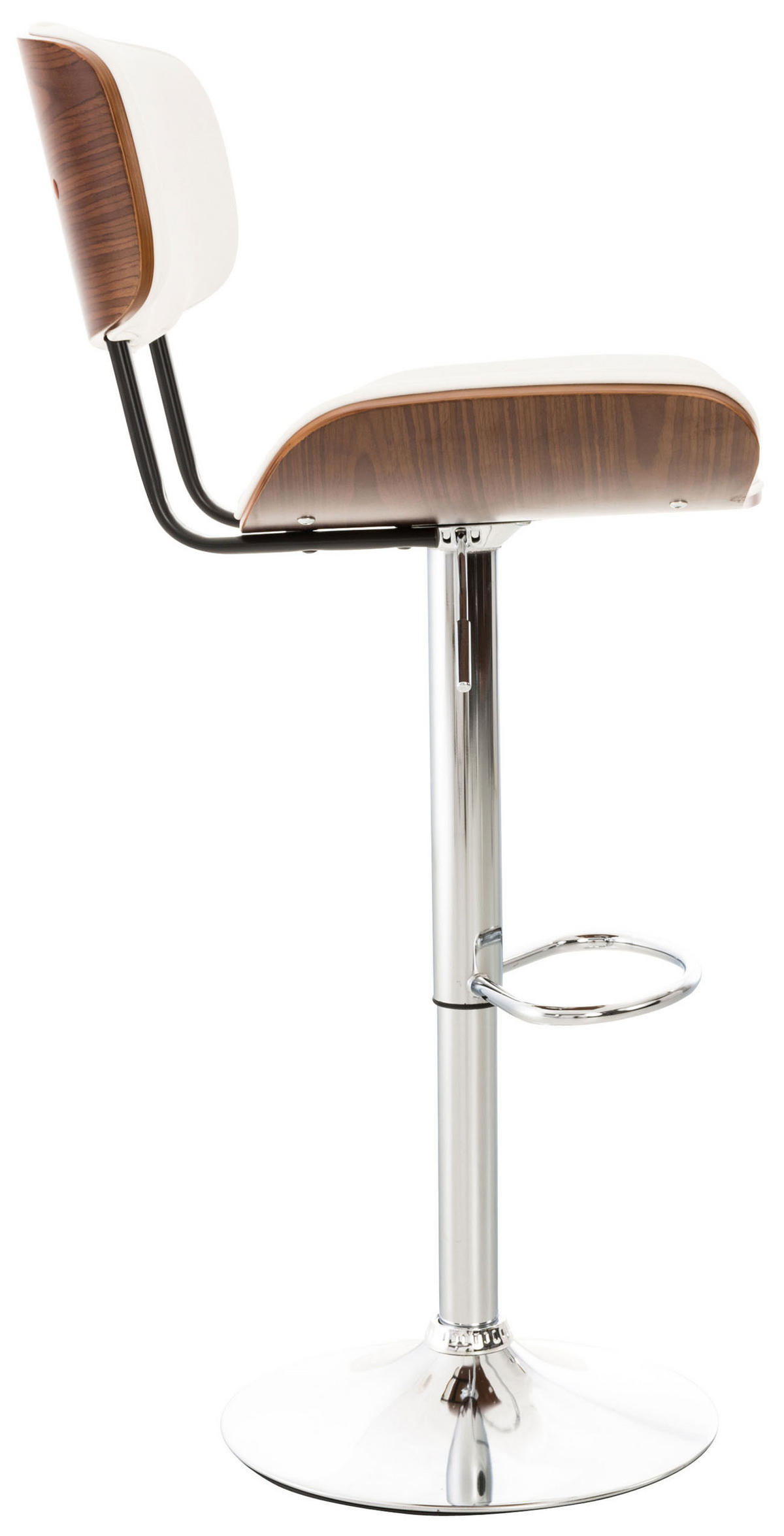 BARHOCKER Lederlook walnuss/weiß - Chromfarben/Walnussfarben, Textil/Metall (50/94/56cm) - CLP