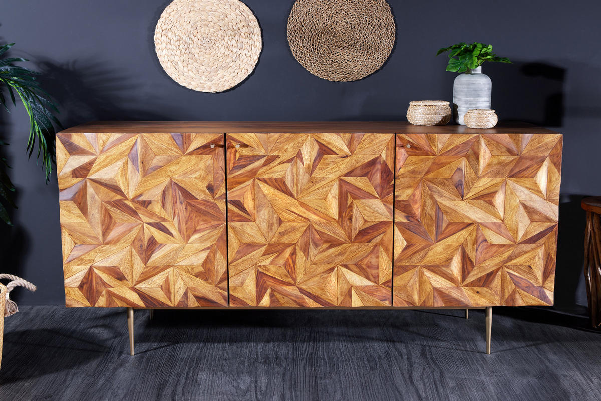 SIDEBOARD ALPINE Massivholz Natur 145 cm - Goldfarben/Naturfarben, Holz/Metall (145/73/43cm) - riess-ambiente