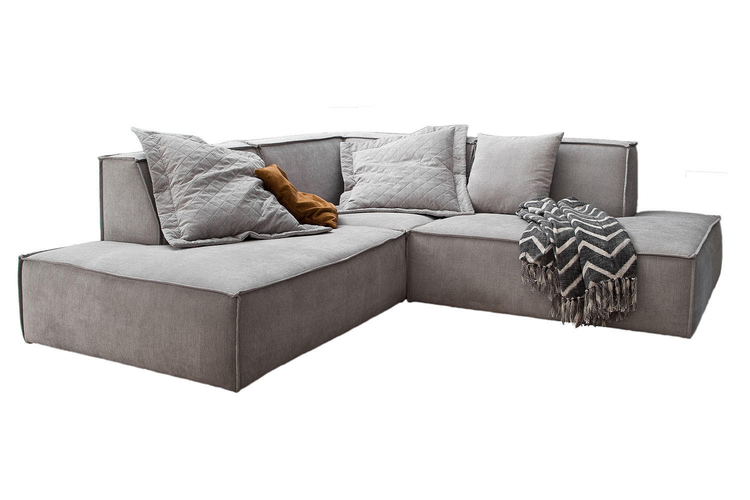 ECKSOFA SAMU Silber Webstoff - Silberfarben/Schwarz, Textil (226/224cm) - KAWOLA