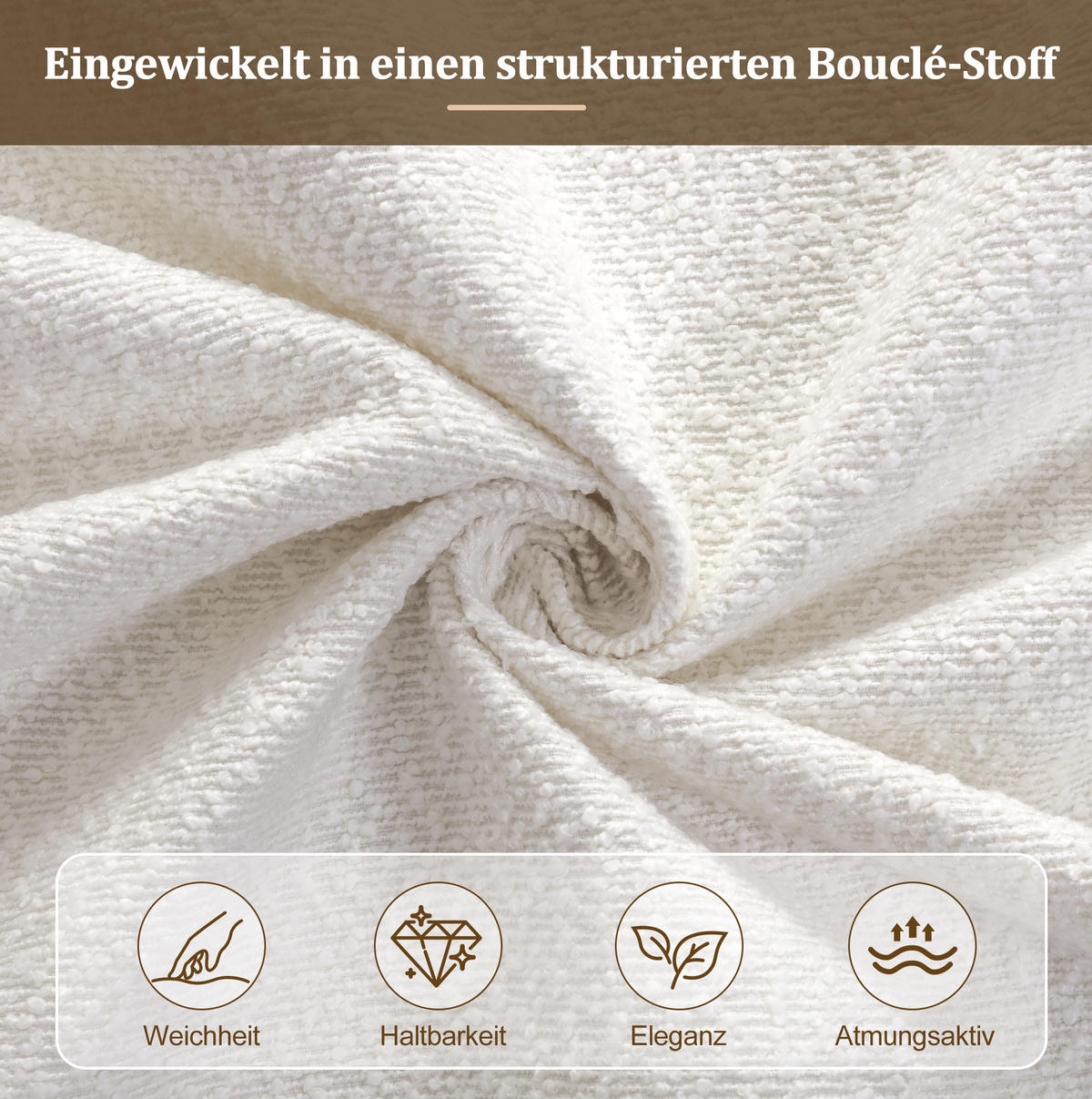 POLSTERBETT 90/200 cm in Weiß aus Bouclé mit Stauraum und LED-Beleuchtung - Weiß, Textil (90/200cm) - Flora Grace