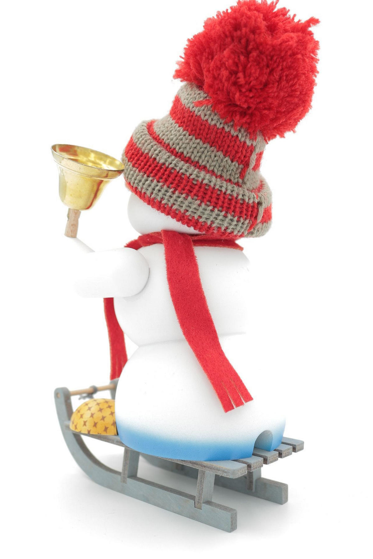 RAUCHFIGUR Schneemann Weiß Schlitten 19 cm - Multicolor, Holz (15/19/0.1cm)