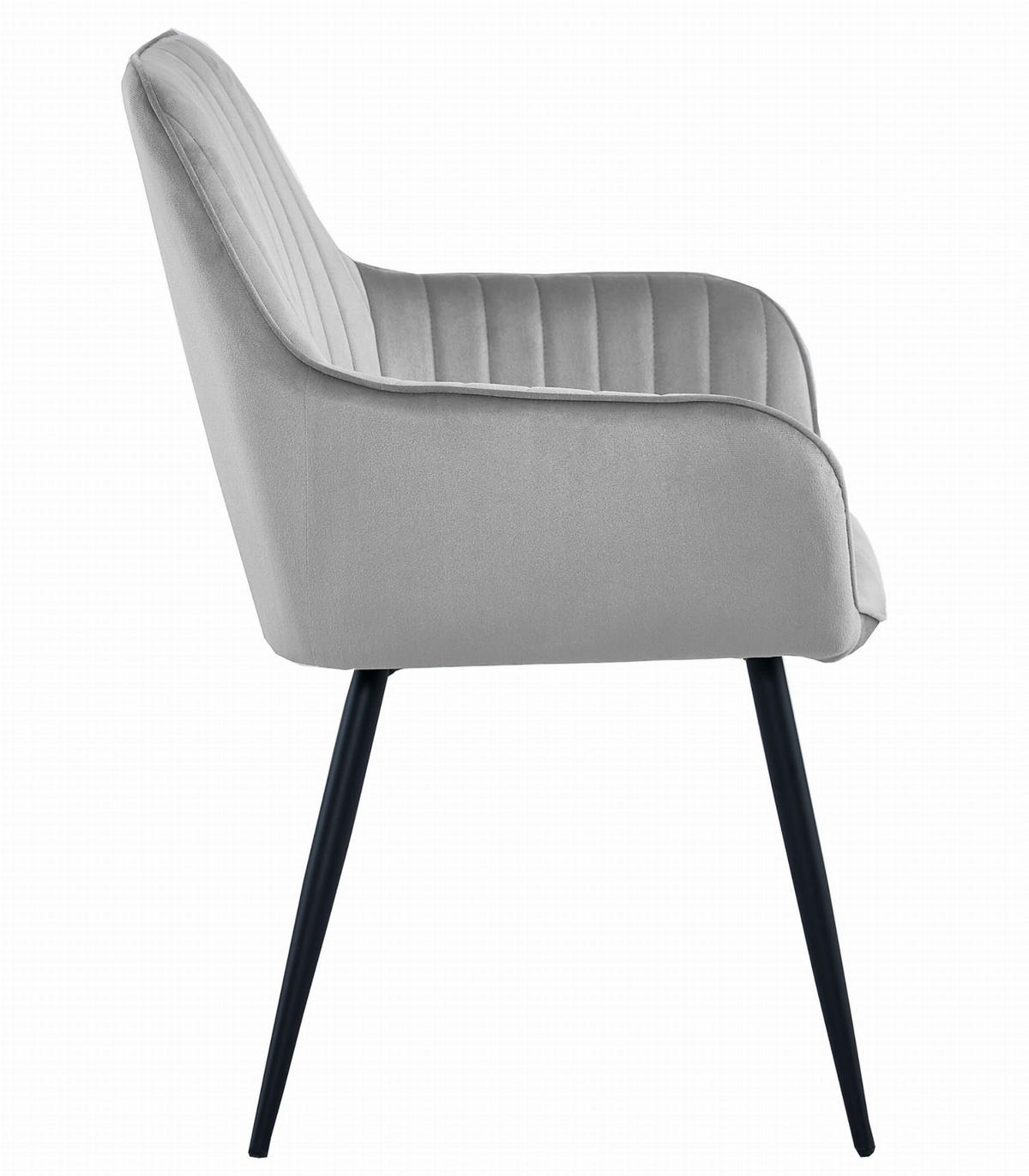 STUHL OSILO 2-er Set, Silbergrau, Schwarz, Schwarze metallische Beine - Hellgrau, Textil/Metall (55/84/46cm) - Komodee