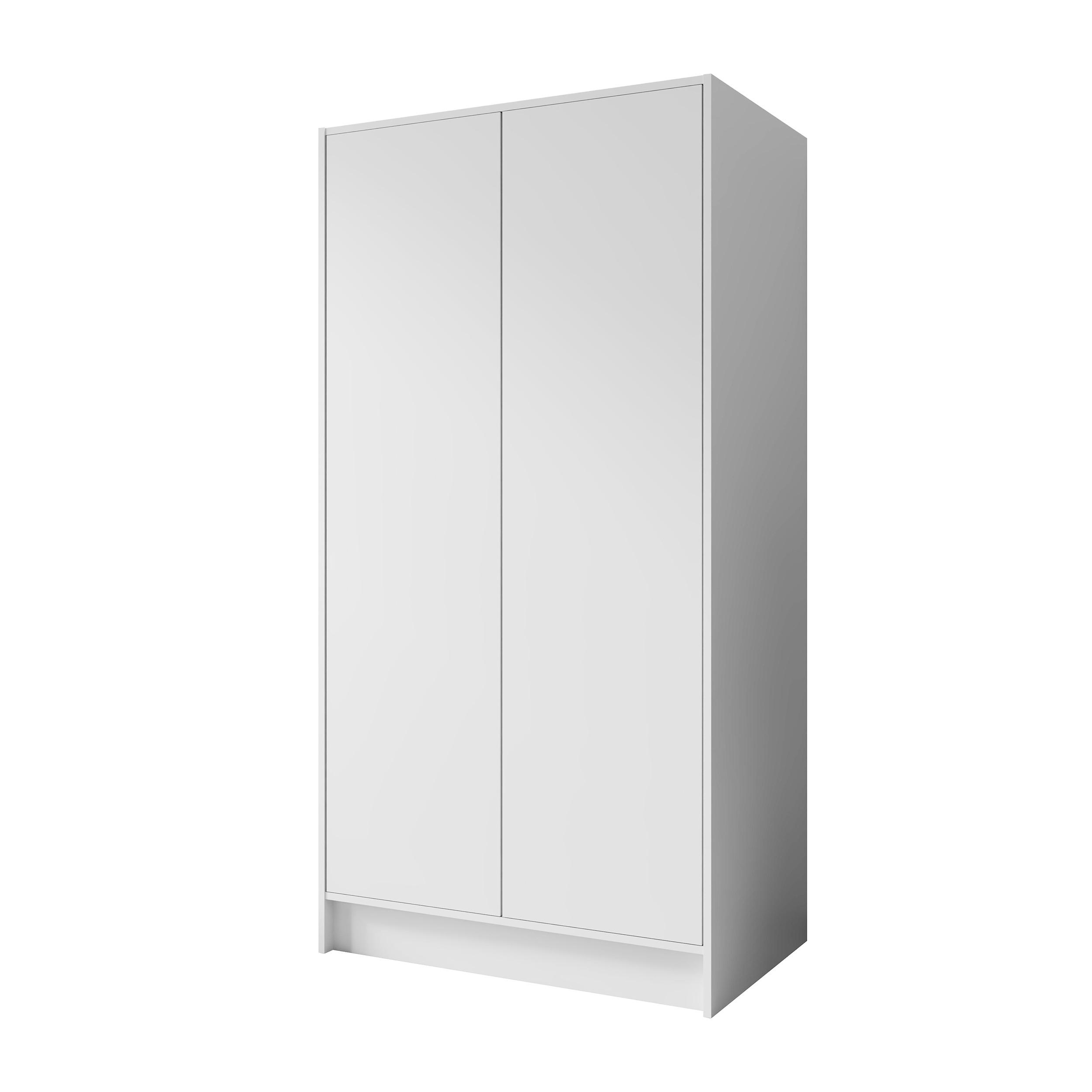 DREHTÜRENSCHRANK Gava mit zwei, glatten Türen, Weiß - Weiß, Holzwerkstoff (100/200/51cm) - Beautysofa