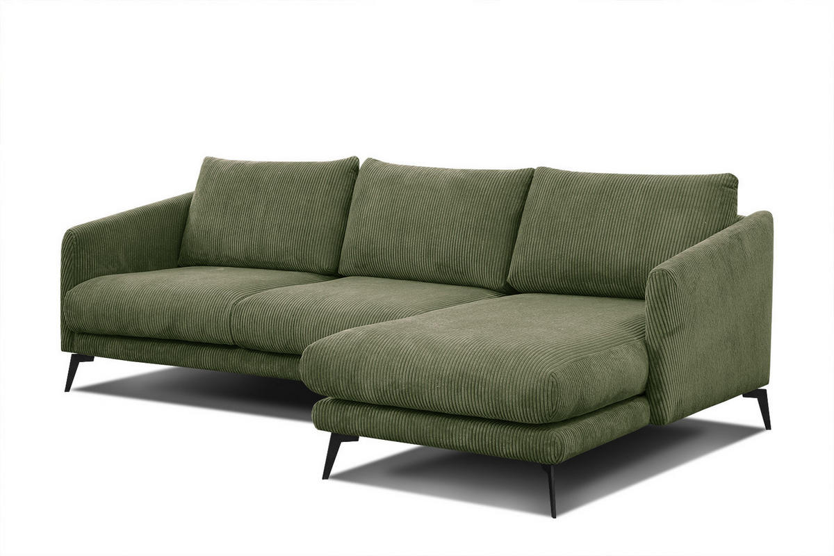 ECKSOFA VILT 4-Sitzer, olivgrün - Schwarz/Olivgrün, Holzwerkstoff/Textil (255/156cm) - Courtois Laville